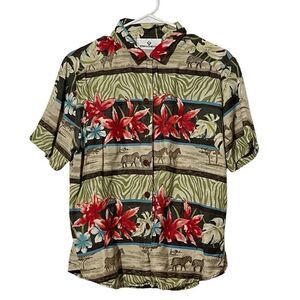 VNTG Erin London 70% Silk 30% Linen Button up Hawaiian Shirt Size M